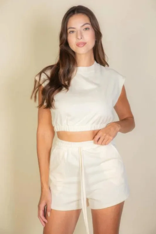 Cap Sleeve Top And Shorts Sets made by C.C