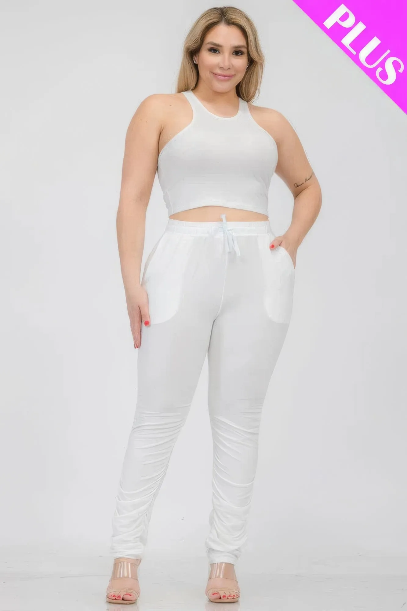 Plus Size Crop Tank Top & Ruched Pants Set sold by Gigi Laurent