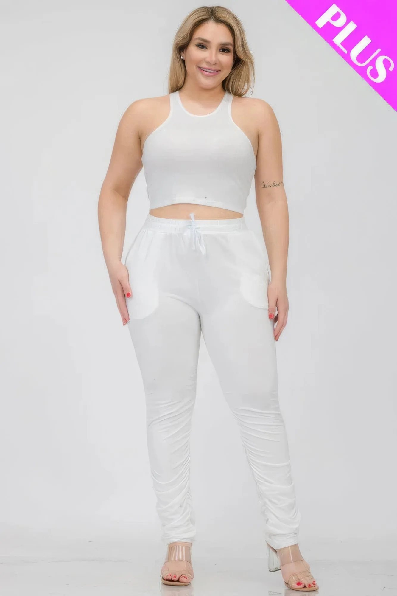 Plus Size Crop Tank Top & Ruched Pants Set sold by Gigi Laurent product image thumbnail 2