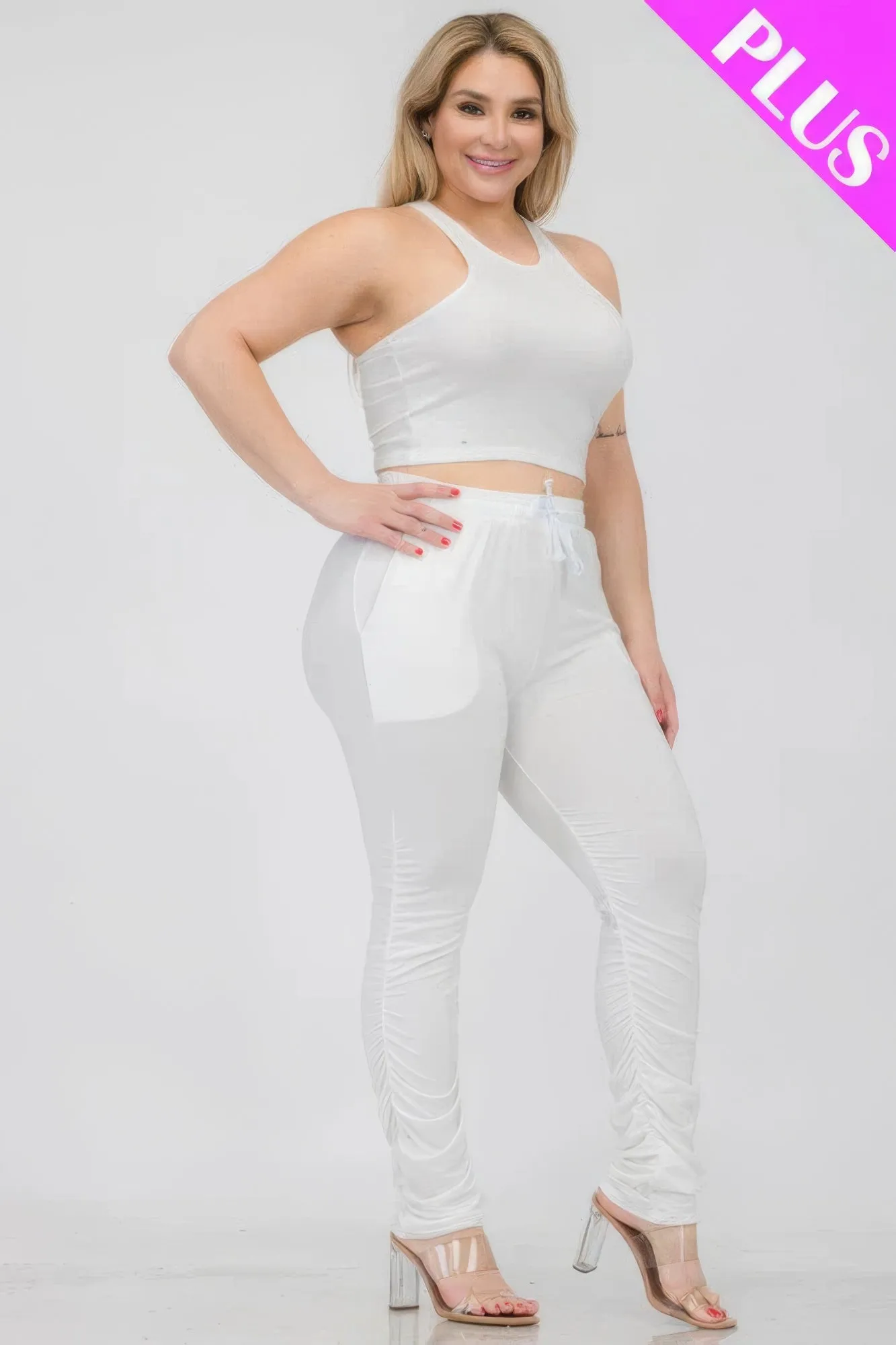 Plus Size Crop Tank Top & Ruched Pants Set sold by Gigi Laurent product image thumbnail 3