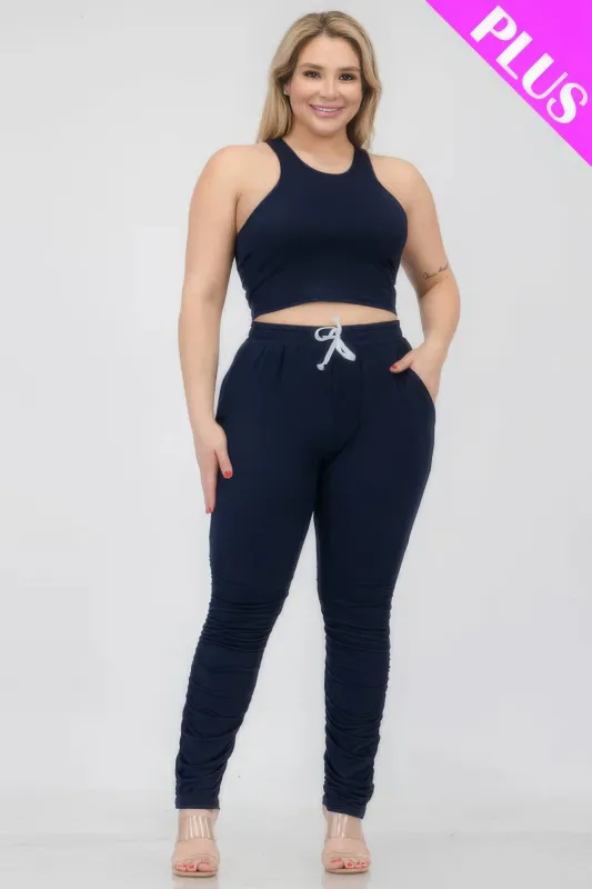 Plus Size Crop Tank Top & Ruched Pants Set sold by Gigi Laurent