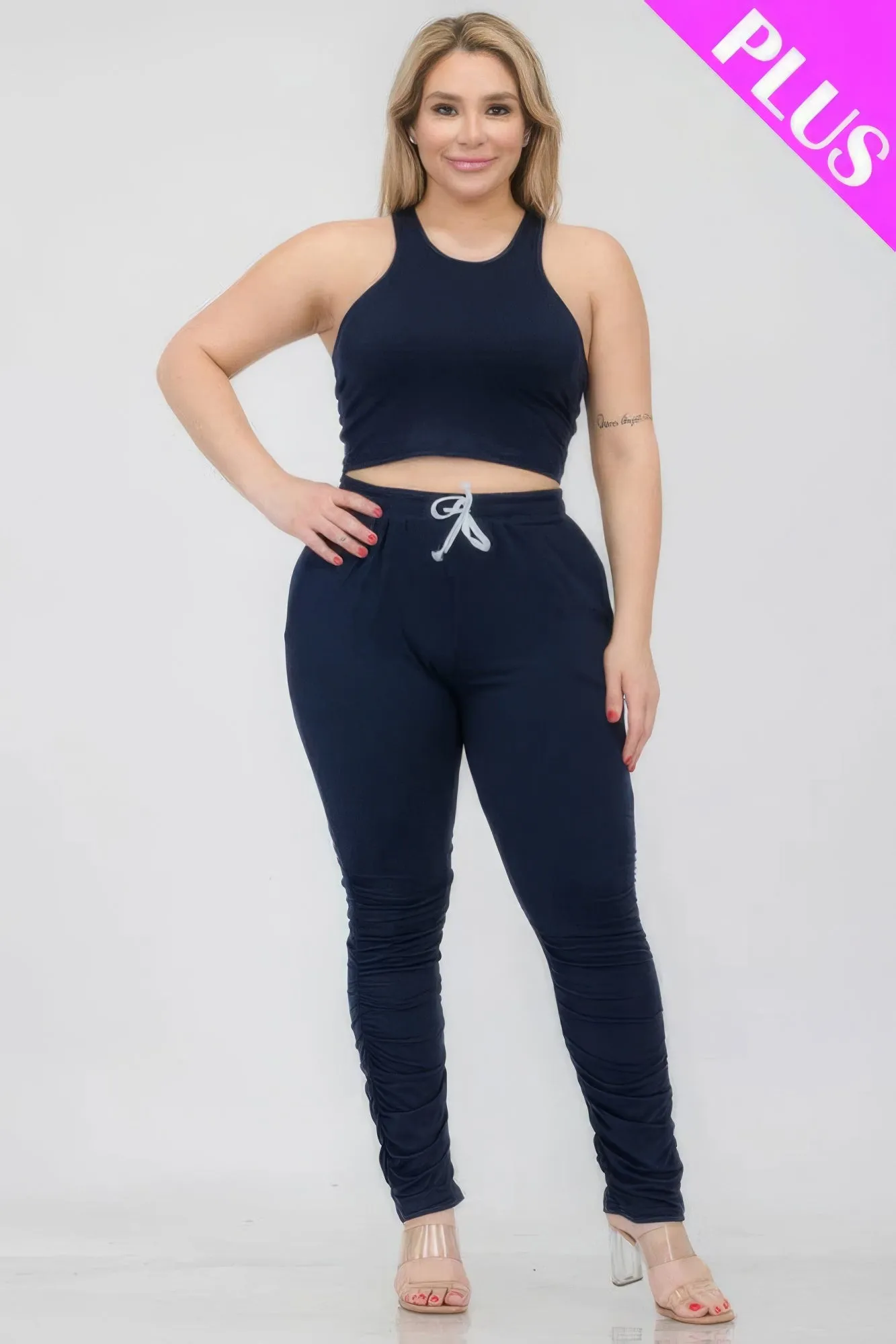 Plus Size Crop Tank Top & Ruched Pants Set sold by Gigi Laurent product image thumbnail 2