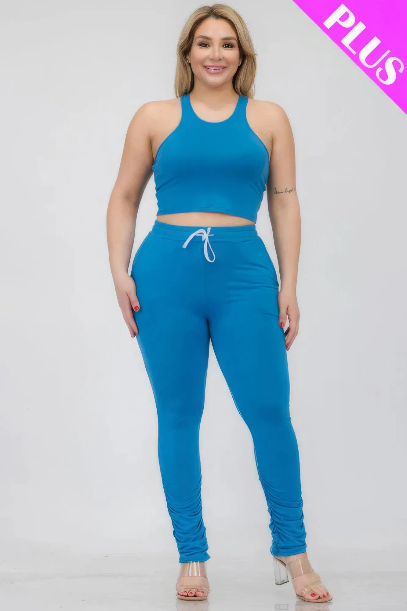 Plus Size Crop Tank Top & Ruched Pants Set sold by Gigi Laurent product image thumbnail 2