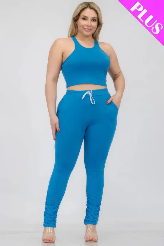 Plus Size Crop Tank Top & Ruched Pants Set sold by Gigi Laurent