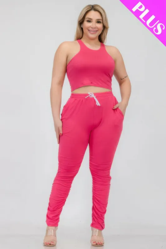 Plus Size Crop Tank Top & Ruched Pants Set sold by Gigi Laurent