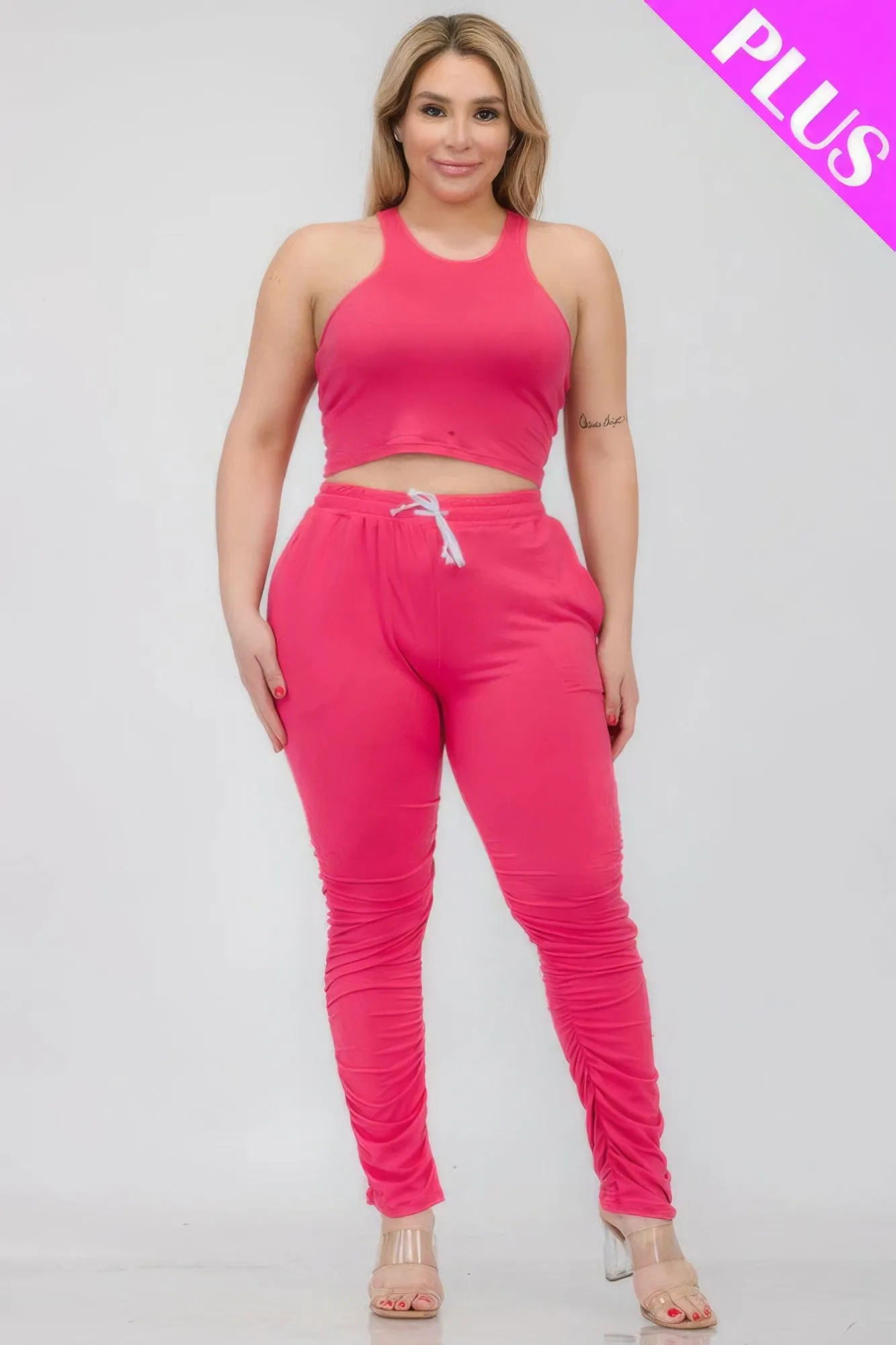 Plus Size Crop Tank Top & Ruched Pants Set sold by Gigi Laurent product image thumbnail 2