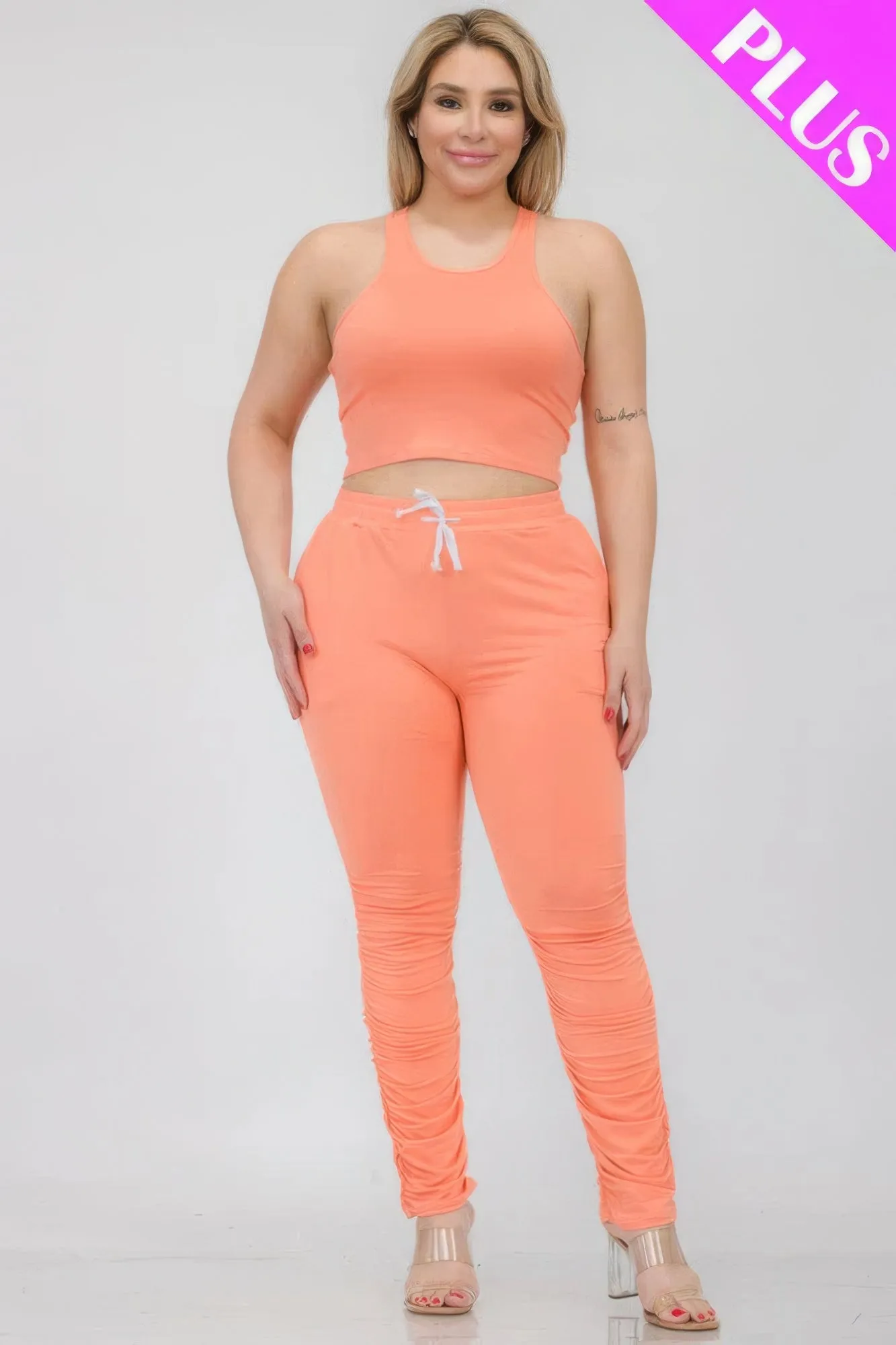 Plus Size Crop Tank Top & Ruched Pants Set sold by Gigi Laurent product image thumbnail 2