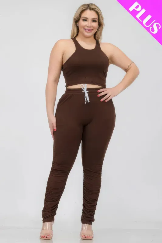 Plus Size Crop Tank Top & Ruched Pants Set sold by Gigi Laurent