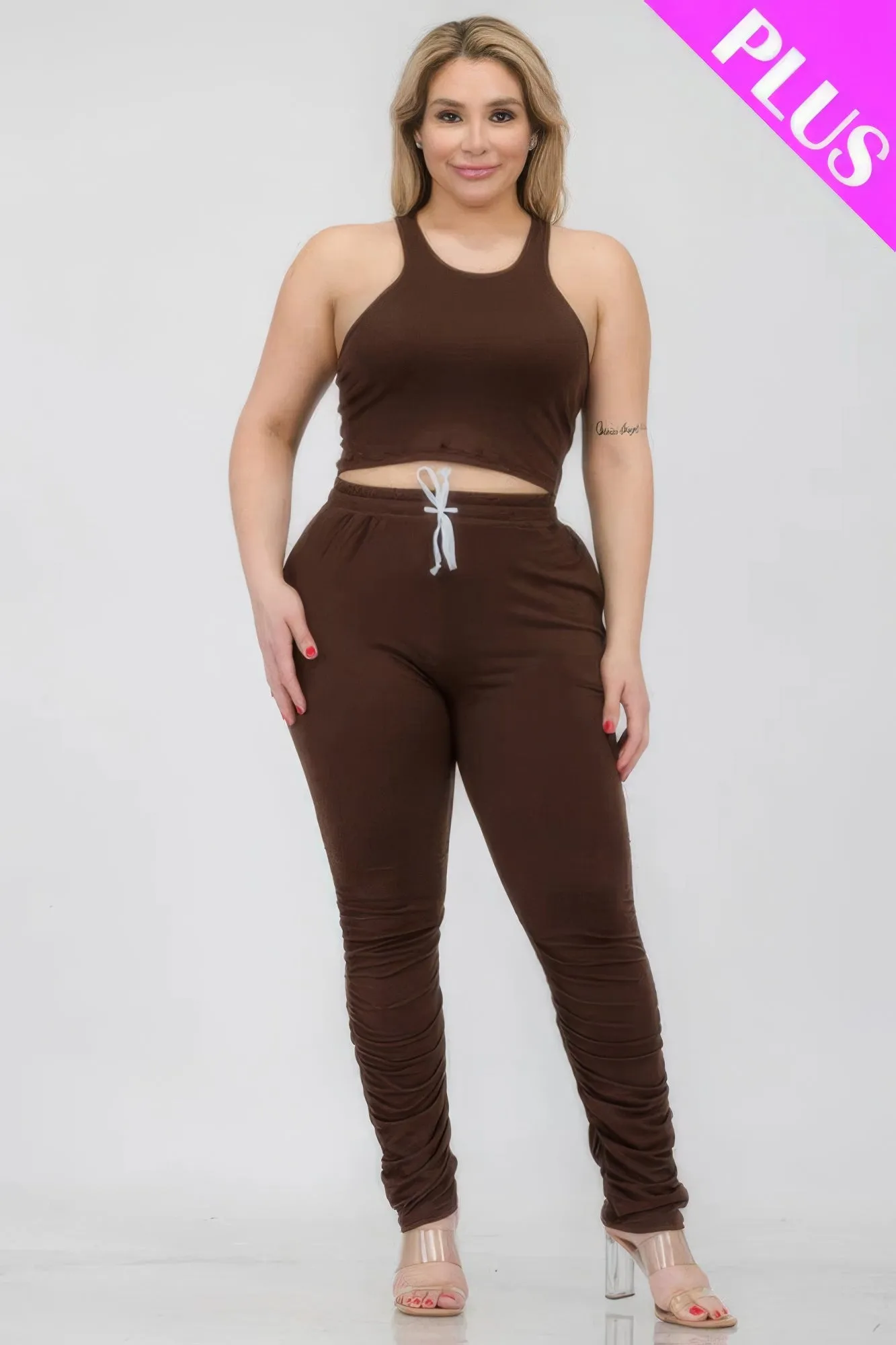 Plus Size Crop Tank Top & Ruched Pants Set sold by Gigi Laurent product image thumbnail 2