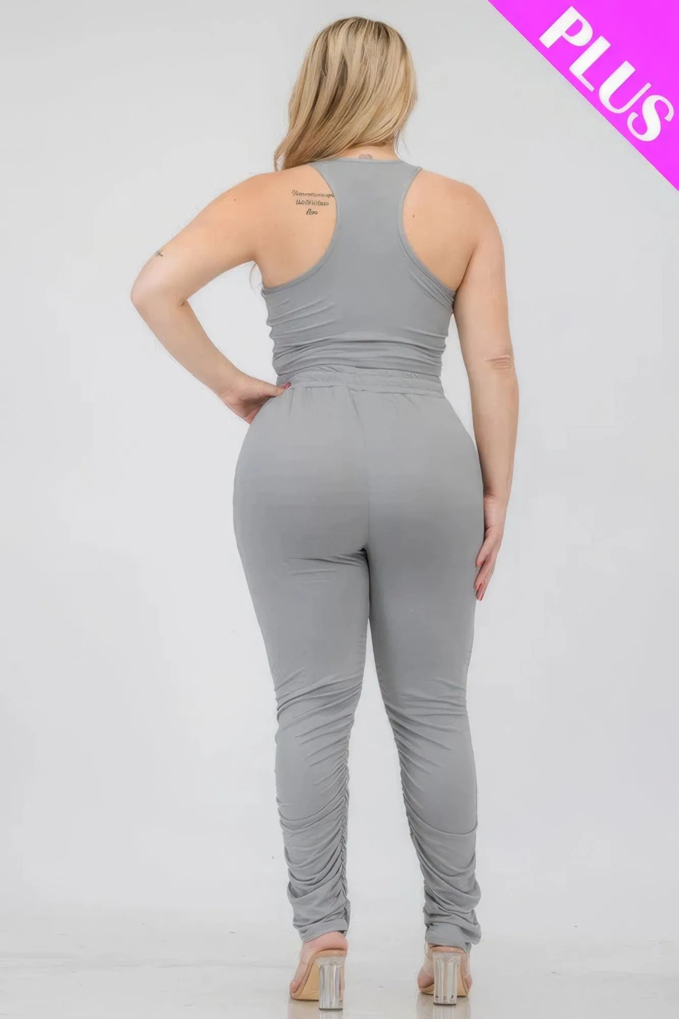 Plus Size Crop Tank Top & Ruched Pants Set sold by Gigi Laurent product image thumbnail 4