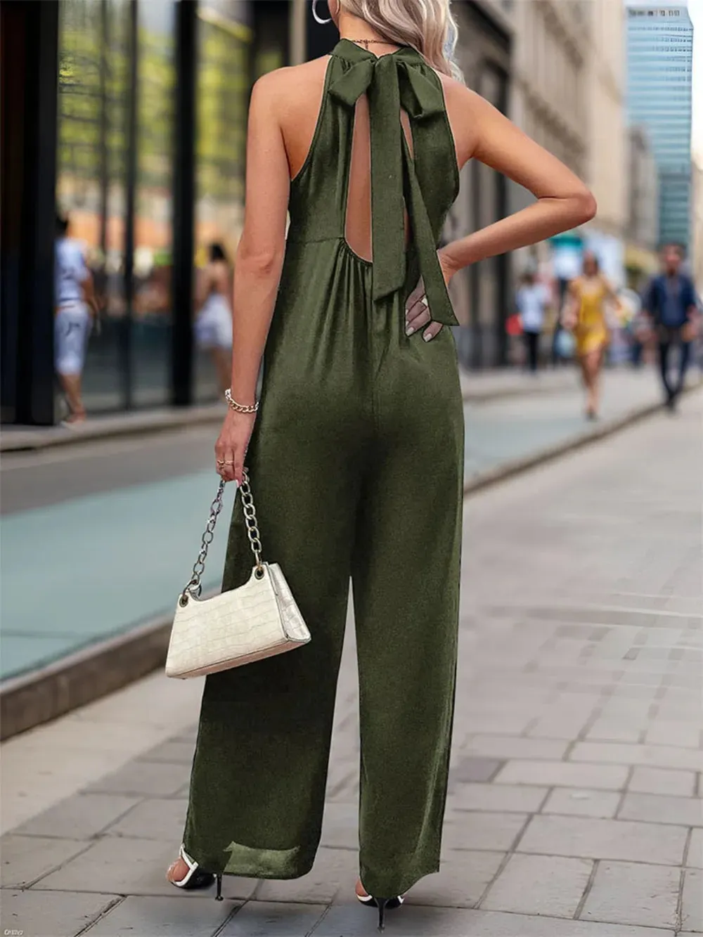 Perfee Tied Grecian Wide Leg Jumpsuit sold by Gigi Laurent product image thumbnail 3