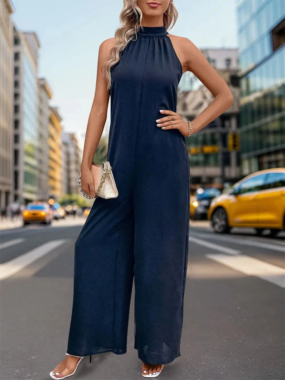 Perfee Tied Grecian Wide Leg Jumpsuit sold by Gigi Laurent product image thumbnail 5