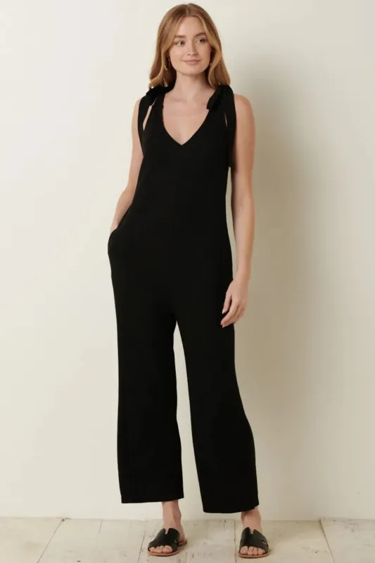 Mittoshop Rib Knit V-Neck Cross Back Jumpsuit sold by Gigi Laurent