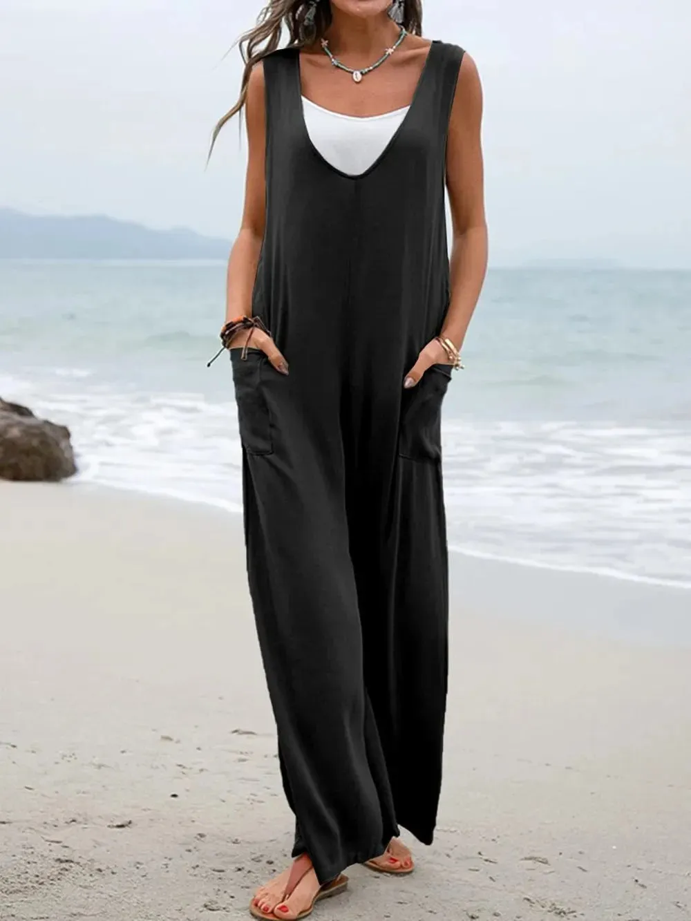 Full Size Wide Strap Jumpsuit with Pockets sold by Gigi Laurent product image thumbnail 4
