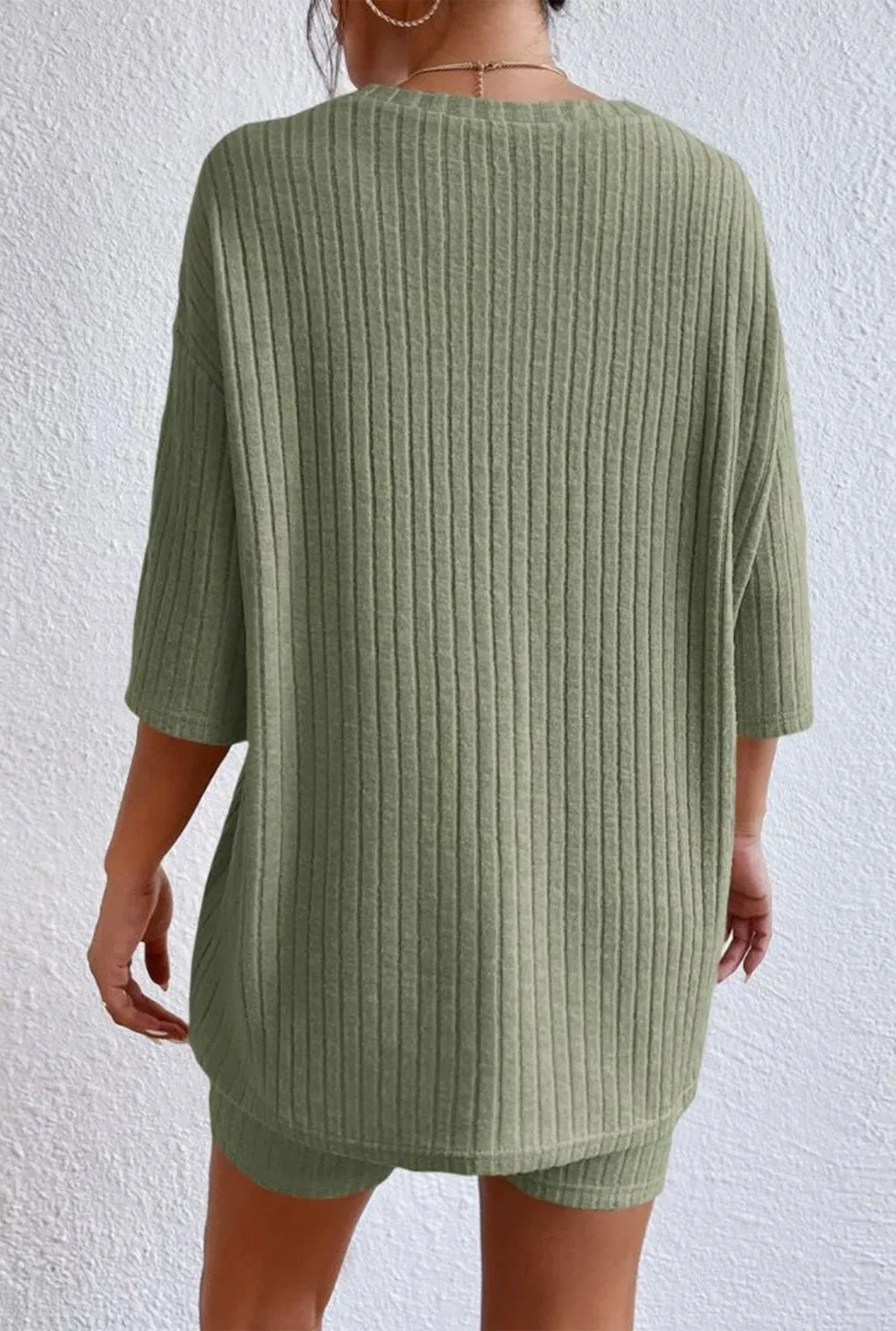 Round Neck Ribbed Top and Shorts Lounge Set sold by Gigi Laurent product image thumbnail 2