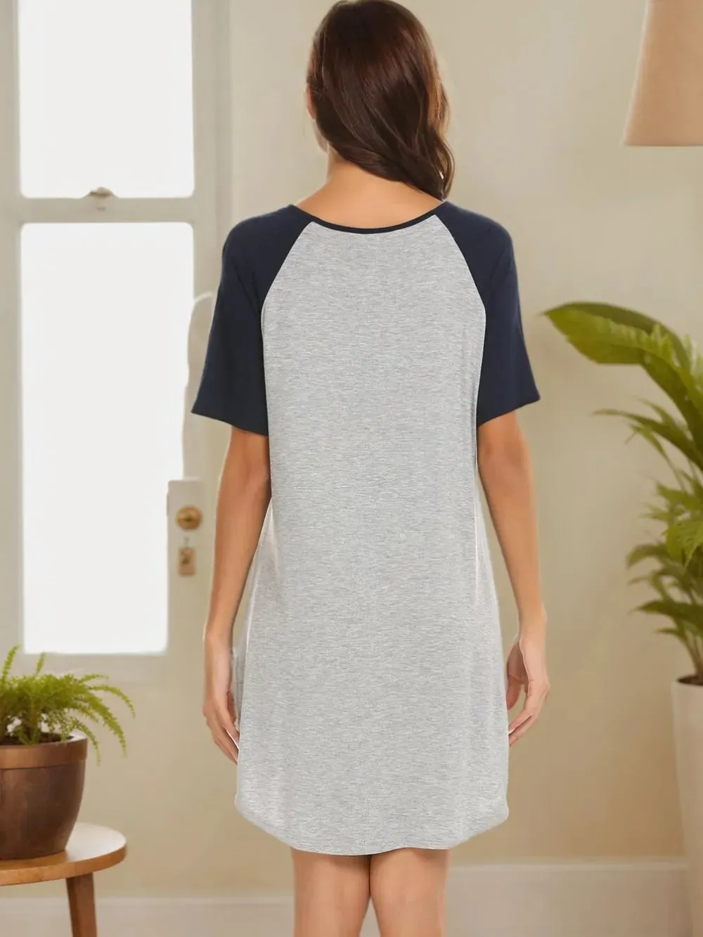 Round Neck Short Sleeve Contrast Lounge Dress sold by Gigi Laurent product image thumbnail 4