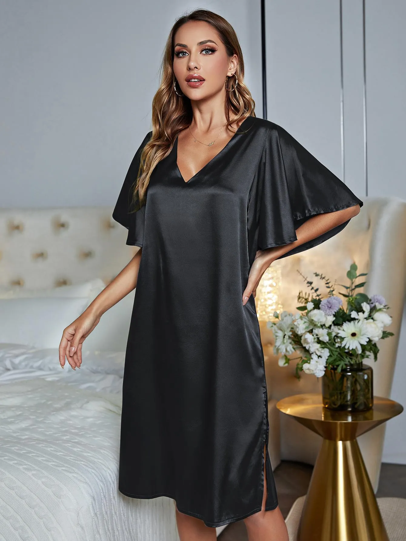 V-Neck Flutter Sleeve Night Dress sold by Gigi Laurent product image thumbnail 3