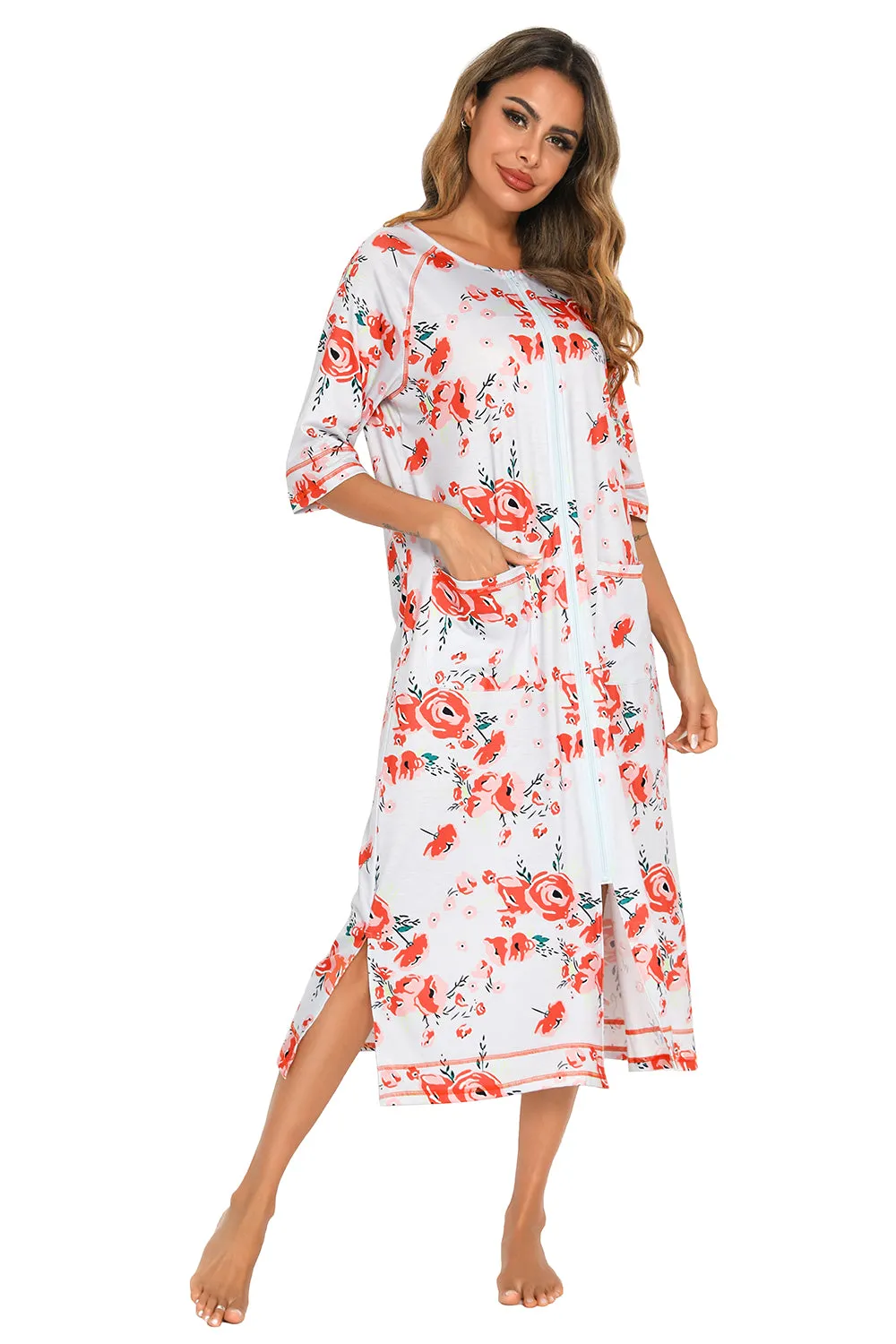 Printed Slit Night Dress with Pockets sold by Gigi Laurent product image thumbnail 3