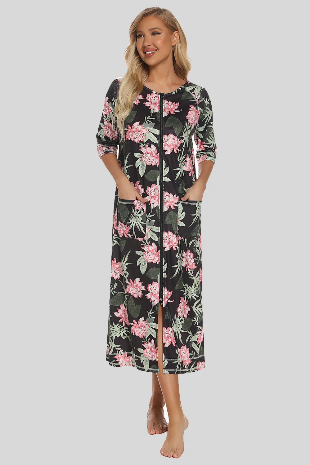 Printed Slit Night Dress with Pockets sold by Gigi Laurent product image thumbnail 4