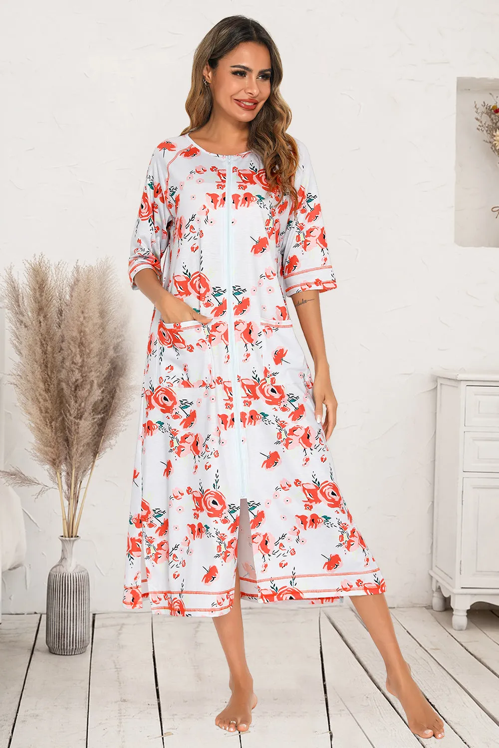 Printed Slit Night Dress with Pockets sold by Gigi Laurent