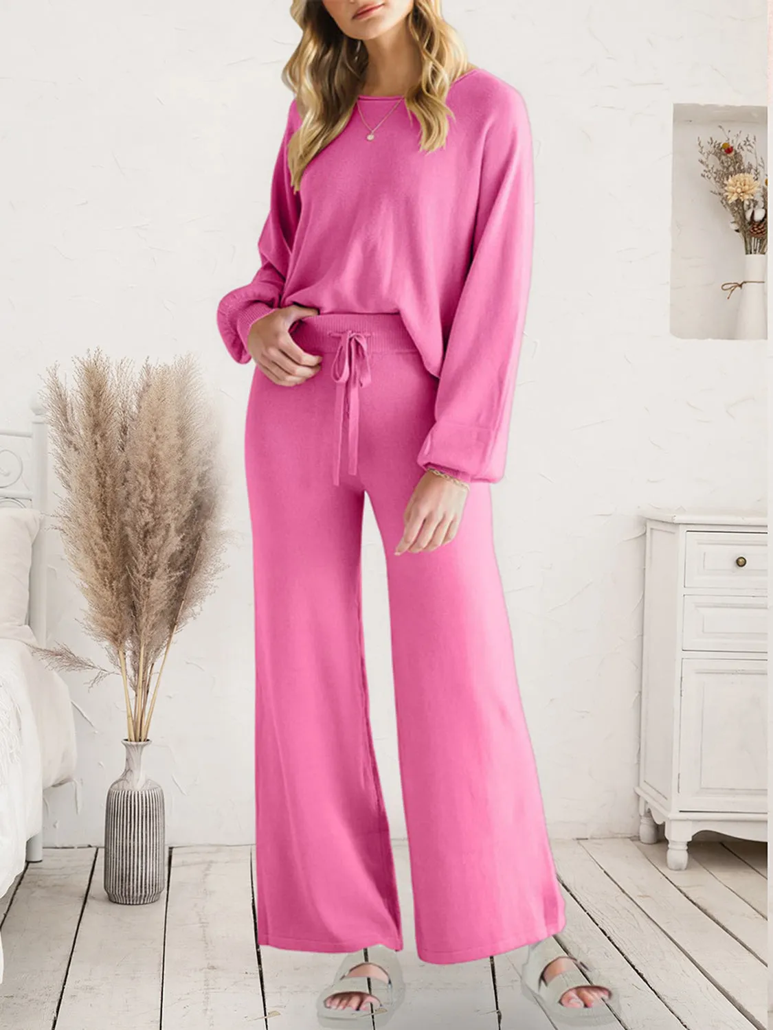 Long Sleeve Lounge Top and Drawstring Pants Set sold by Gigi Laurent