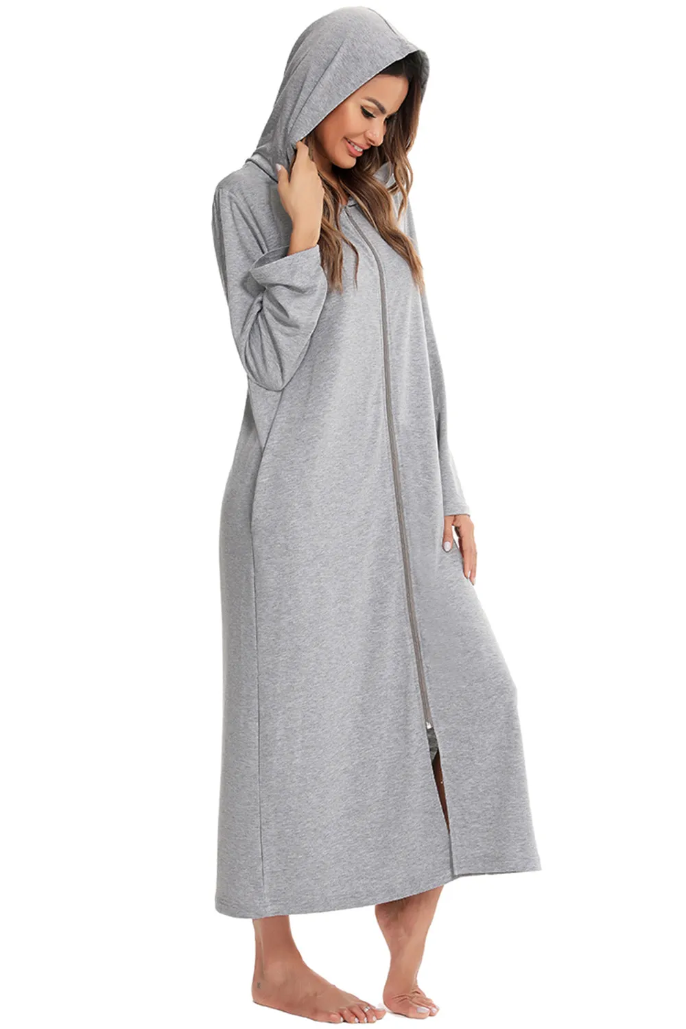 Zip Front Hooded Night Dress with Pockets sold by Gigi Laurent product image thumbnail 3