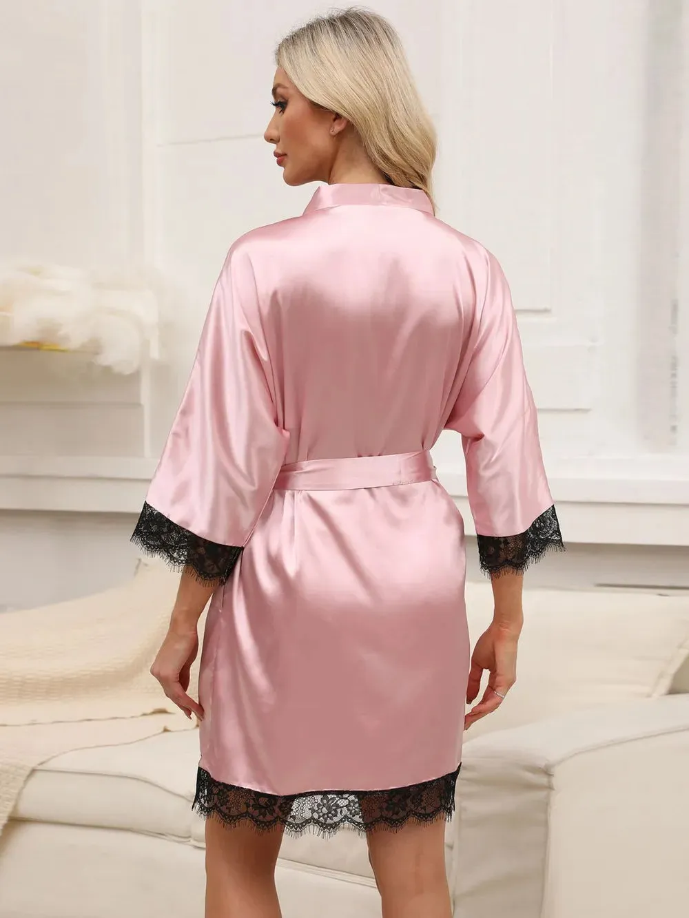 Tied Lace Detail Three-Quarter Sleeve Lounge Nightgown sold by Gigi Laurent product image thumbnail 2