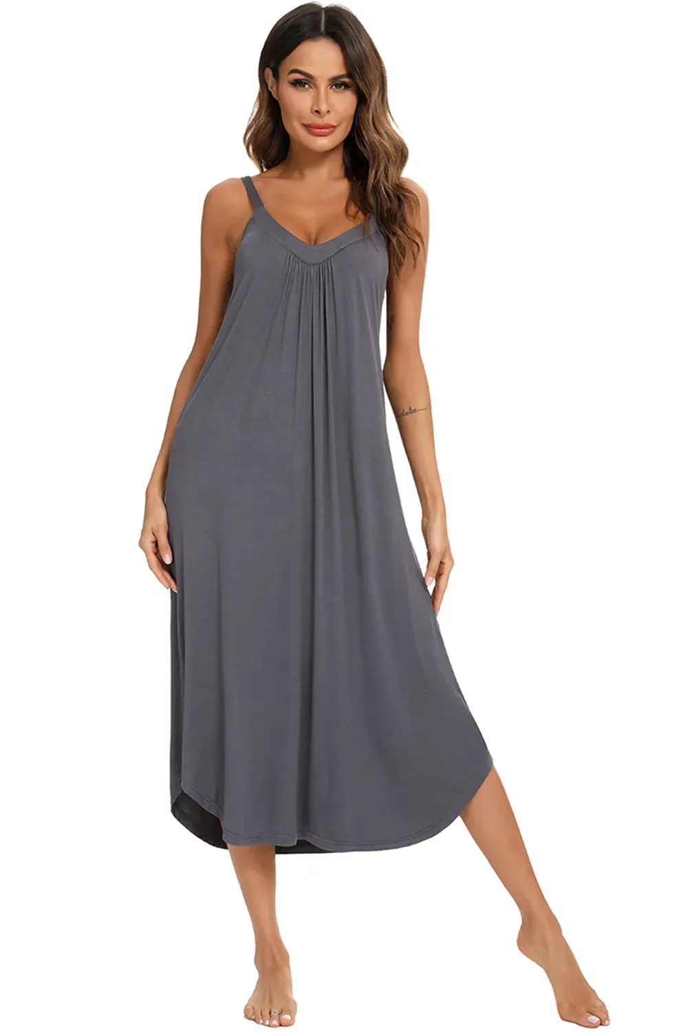 V-Neck Midi Lounge Dress sold by Gigi Laurent product image thumbnail 4