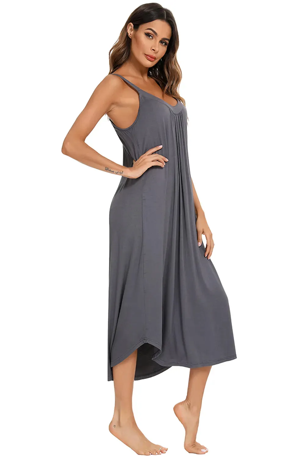 V-Neck Midi Lounge Dress sold by Gigi Laurent product image thumbnail 5