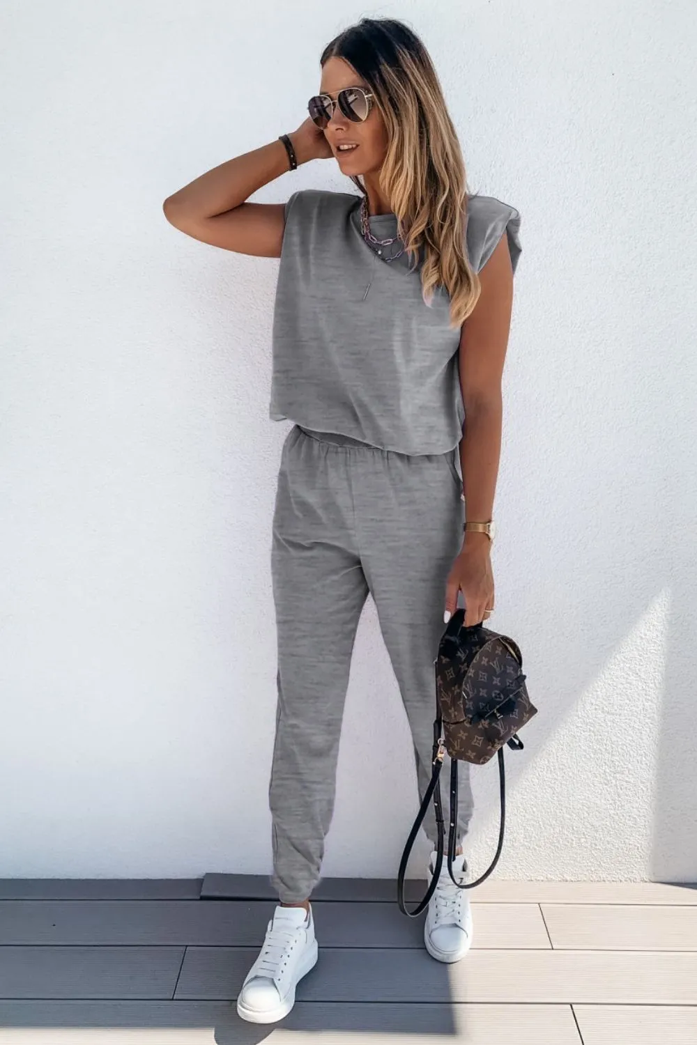 Padded Shoulder Top and Joggers Lounge Set sold by Gigi Laurent