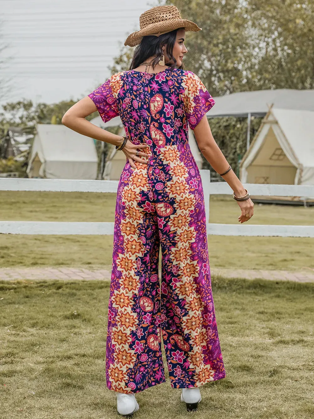 Tied V-Neck Short Sleeve Jumpsuit sold by Gigi Laurent product image thumbnail 2