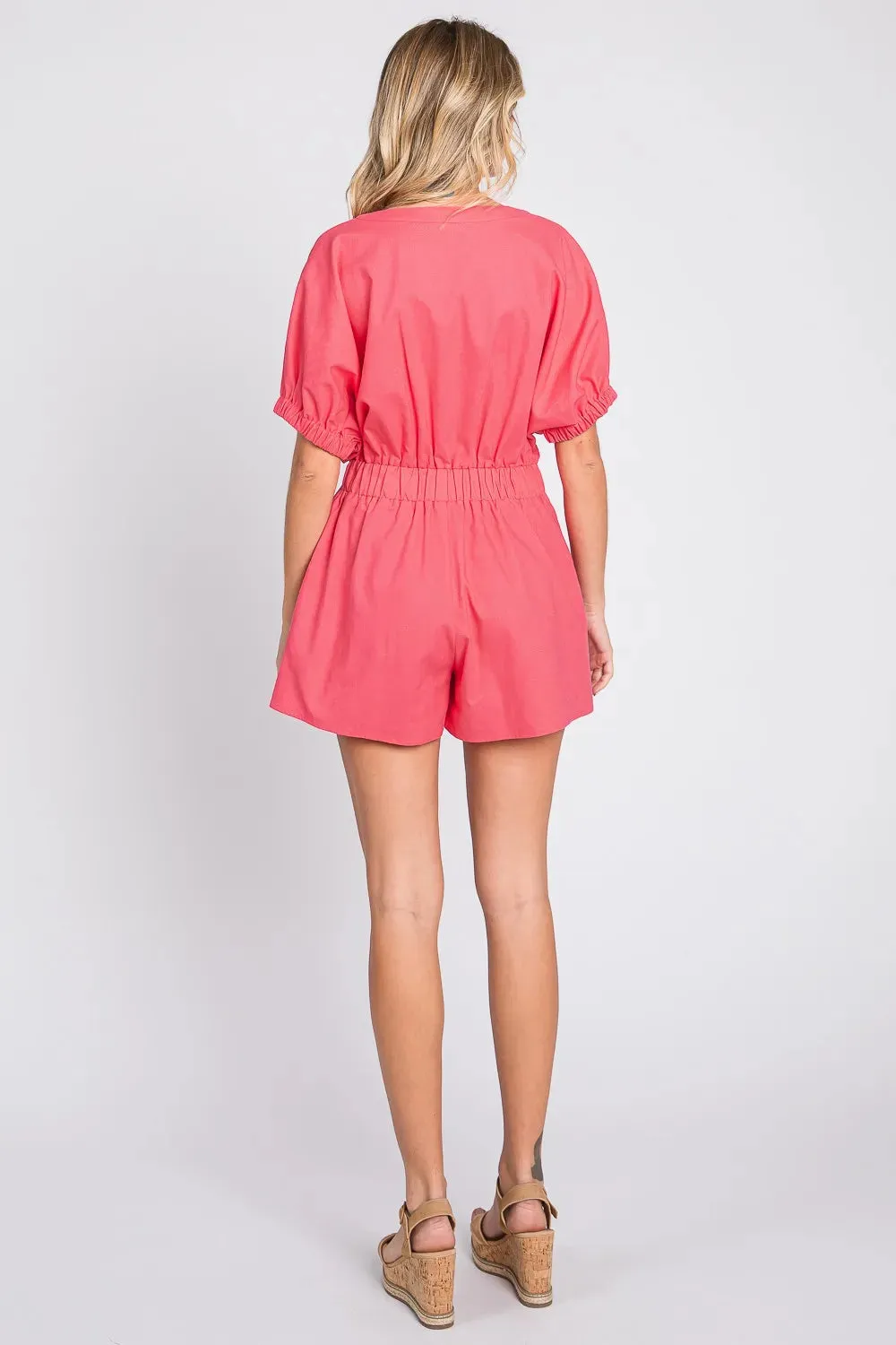 GeeGee Half Button V-Neck Linen Romper sold by Gigi Laurent product image thumbnail 5
