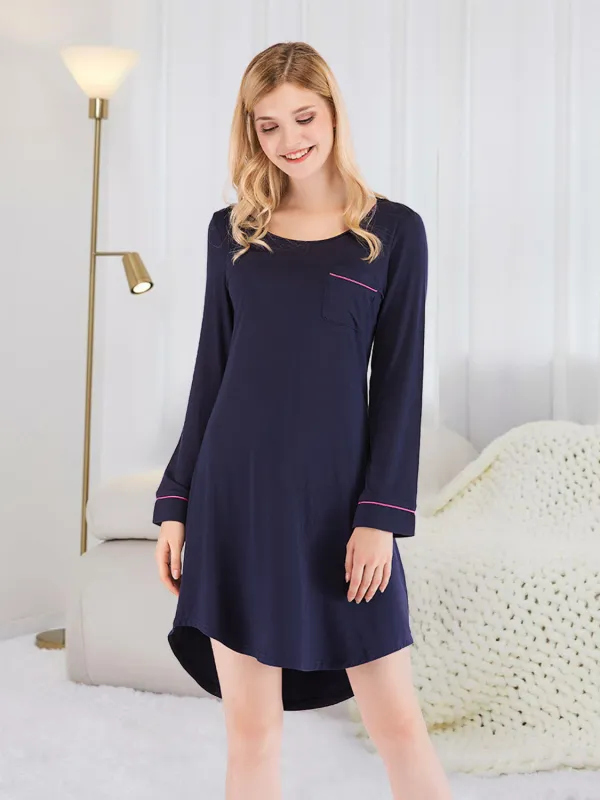 Round Neck Night Dress with Pocket sold by Gigi Laurent
