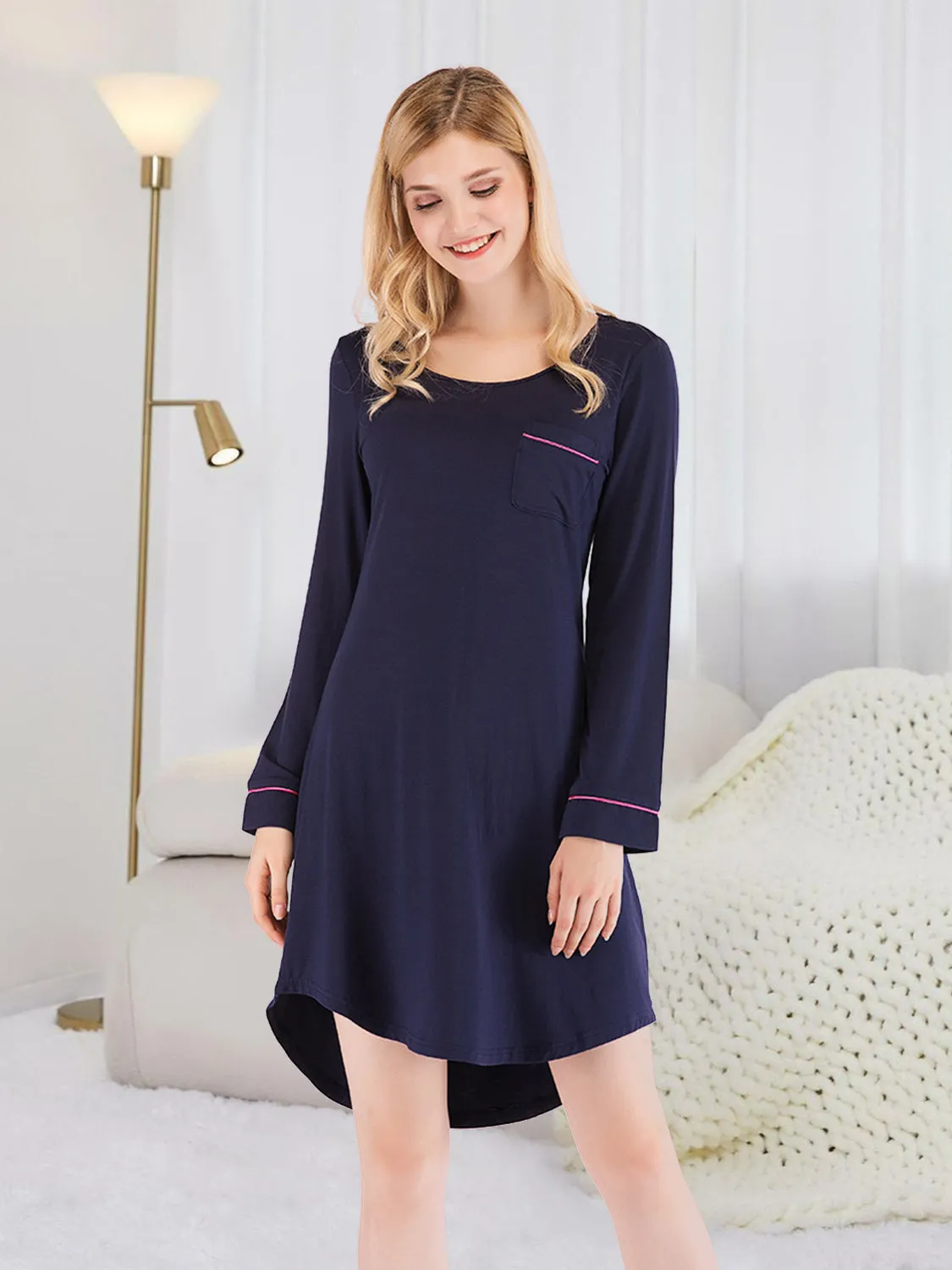 Round Neck Night Dress with Pocket sold by Gigi Laurent