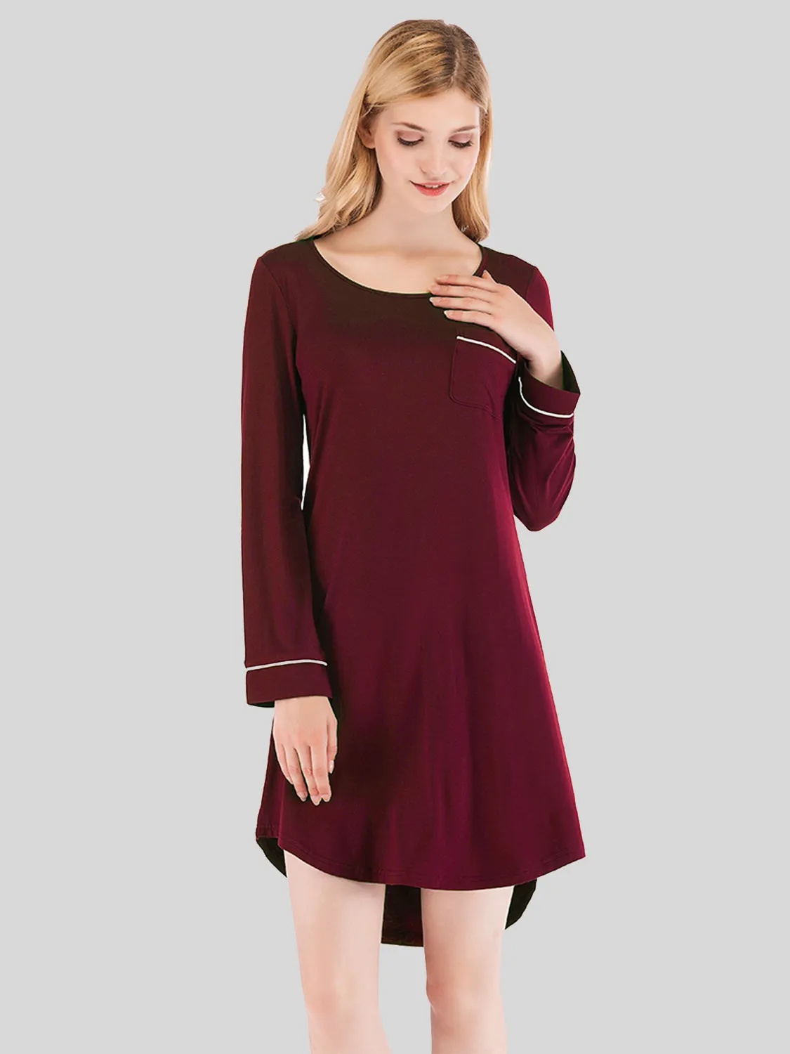 Round Neck Night Dress with Pocket sold by Gigi Laurent product image thumbnail 4