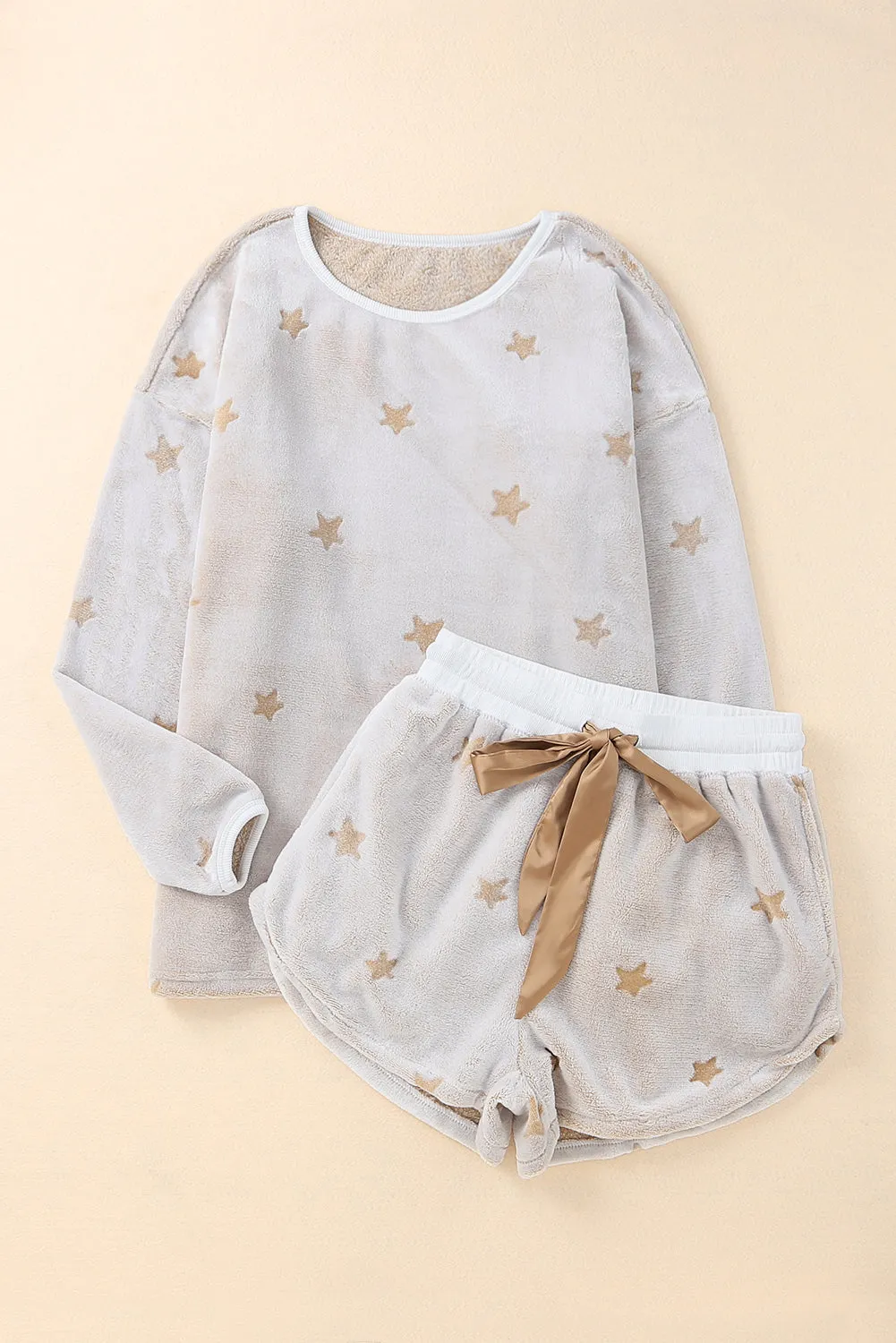 Round Neck Dropped Shoulder Star Print Top and Shorts Lounge Set sold by Gigi Laurent product image thumbnail 3
