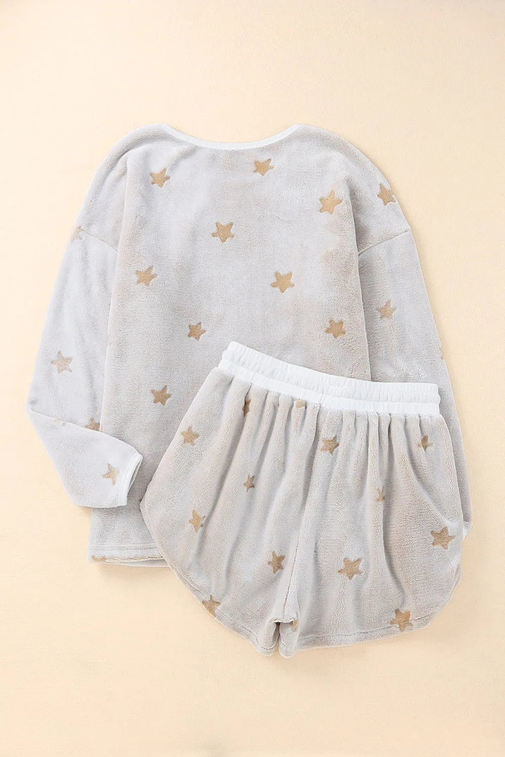Round Neck Dropped Shoulder Star Print Top and Shorts Lounge Set sold by Gigi Laurent product image thumbnail 4