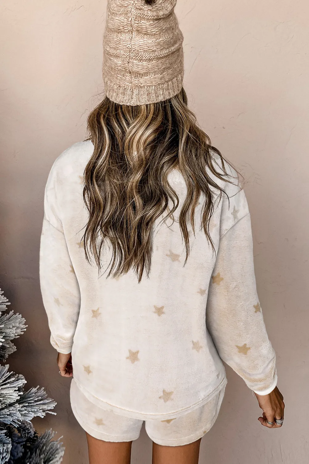 Round Neck Dropped Shoulder Star Print Top and Shorts Lounge Set sold by Gigi Laurent product image thumbnail 2