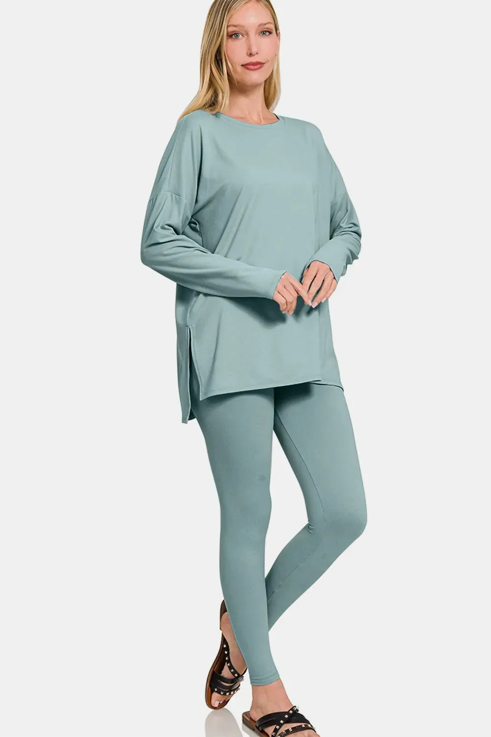 Zenana Full Size Brushed Microfiber Top and Leggings Lounge Set sold by Gigi Laurent product image thumbnail 2