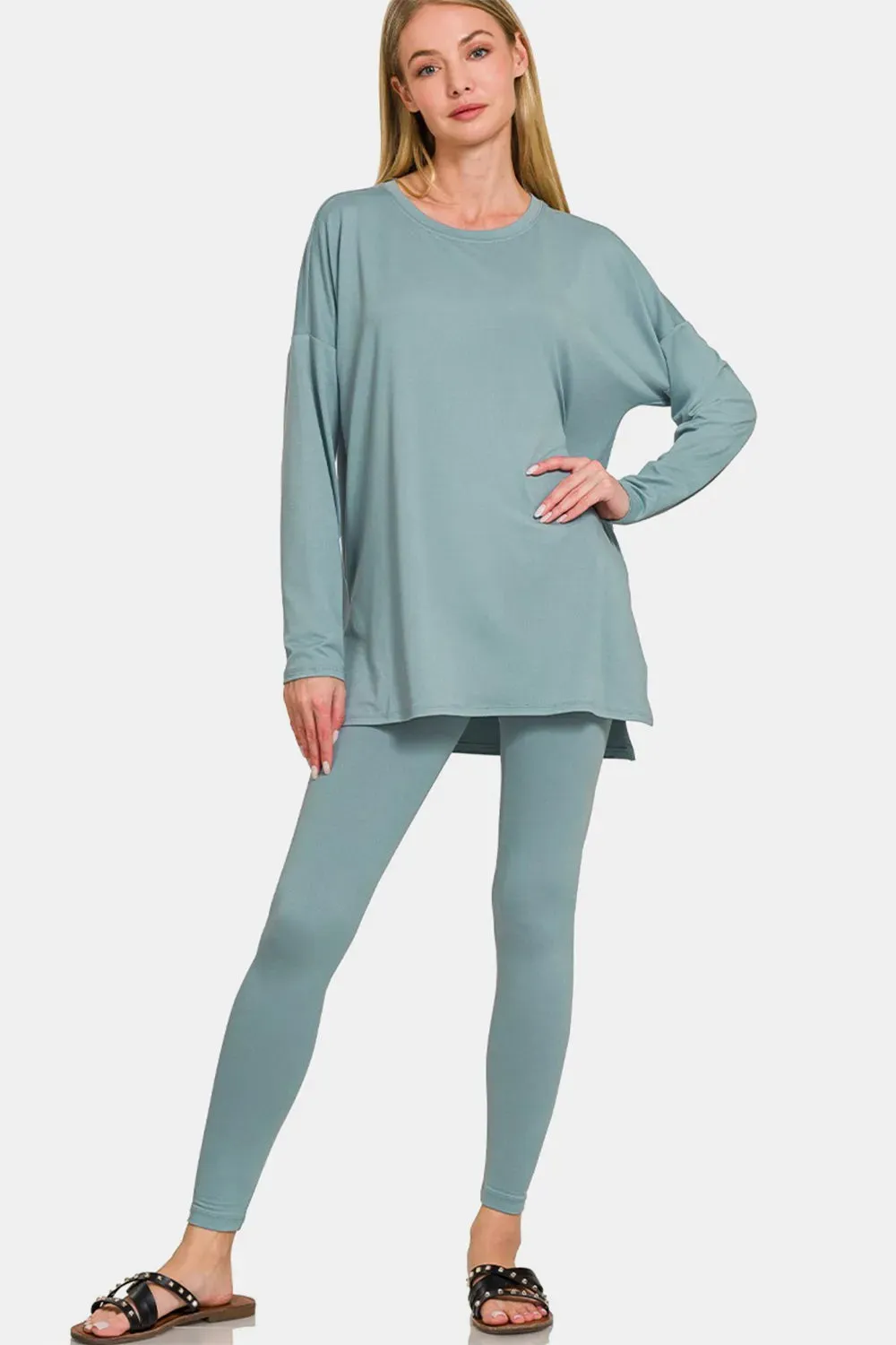 Zenana Full Size Brushed Microfiber Top and Leggings Lounge Set sold by Gigi Laurent