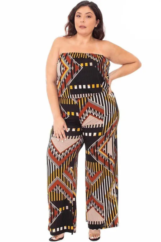 Abstract Print Tupbe Top Plus Size Jumpsuit made by Gigi Laurent