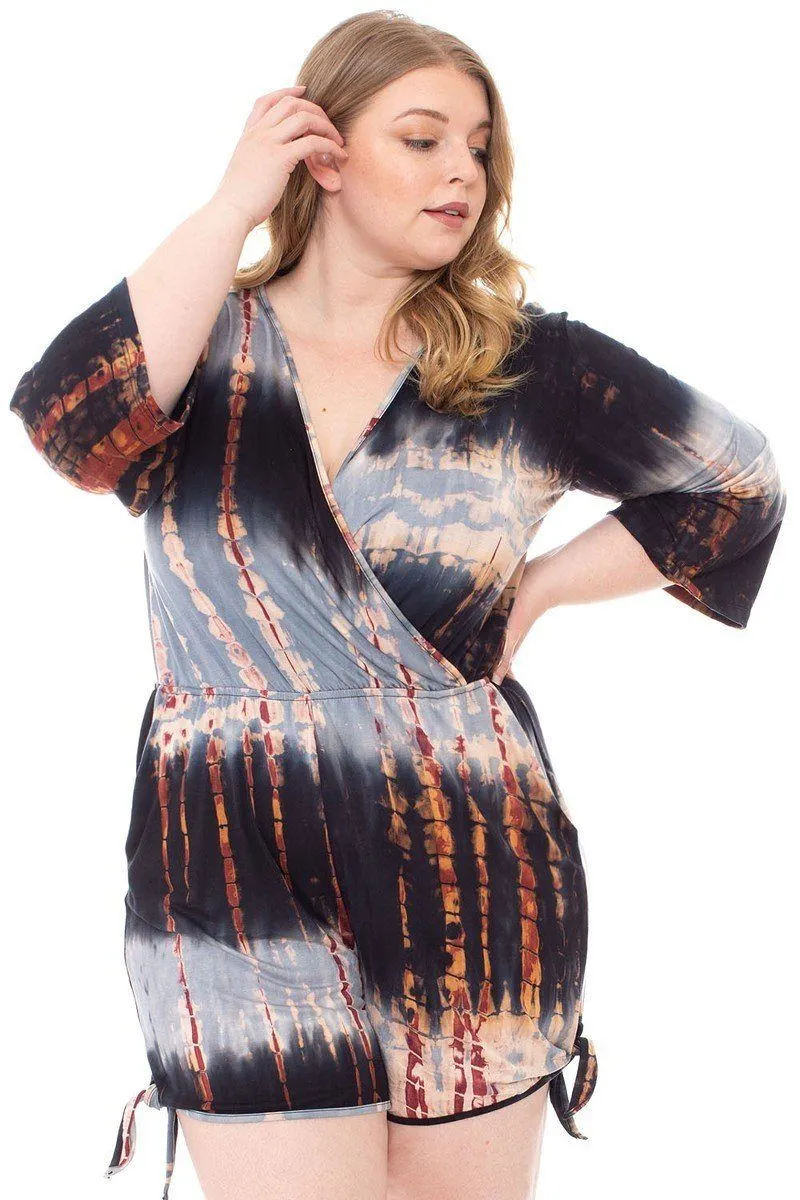 Tie Dye Wrap Plussize Romper sold by Gigi Laurent product image thumbnail 2