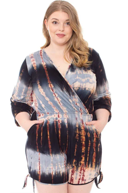 Tie Dye Wrap Plussize Romper sold by Gigi Laurent