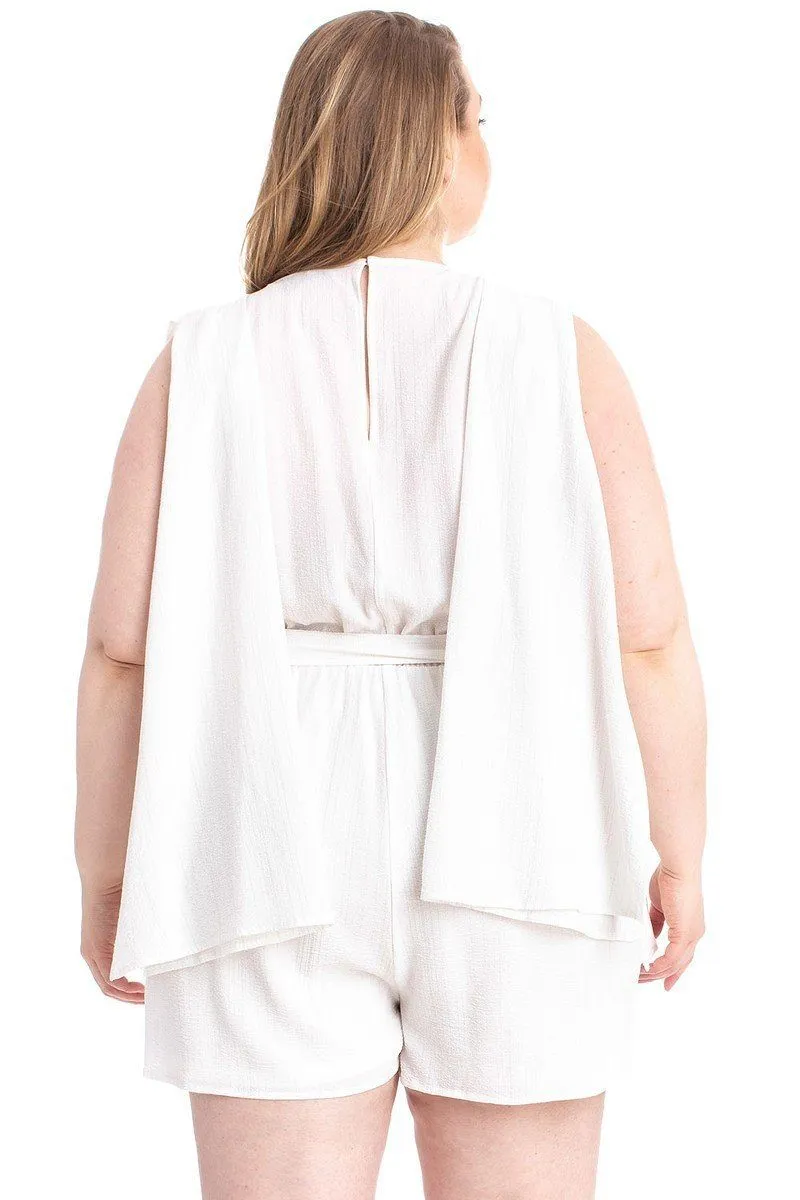 Shimmer Fabric Draped Open Sleeve Romper sold by Gigi Laurent product image thumbnail 3