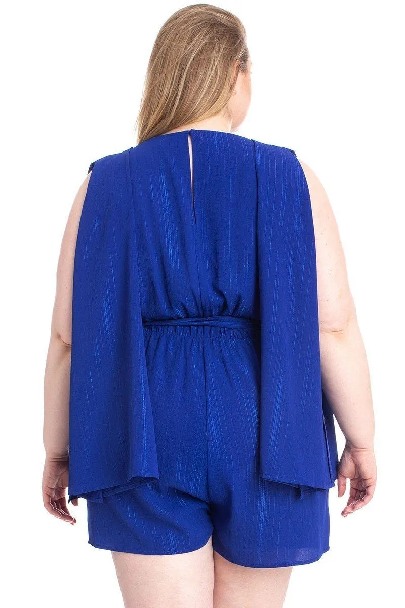 Shimmer Fabric Draped Open Sleeve Romper sold by Gigi Laurent product image thumbnail 3