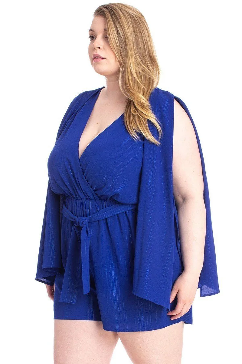 Shimmer Fabric Draped Open Sleeve Romper sold by Gigi Laurent product image thumbnail 2