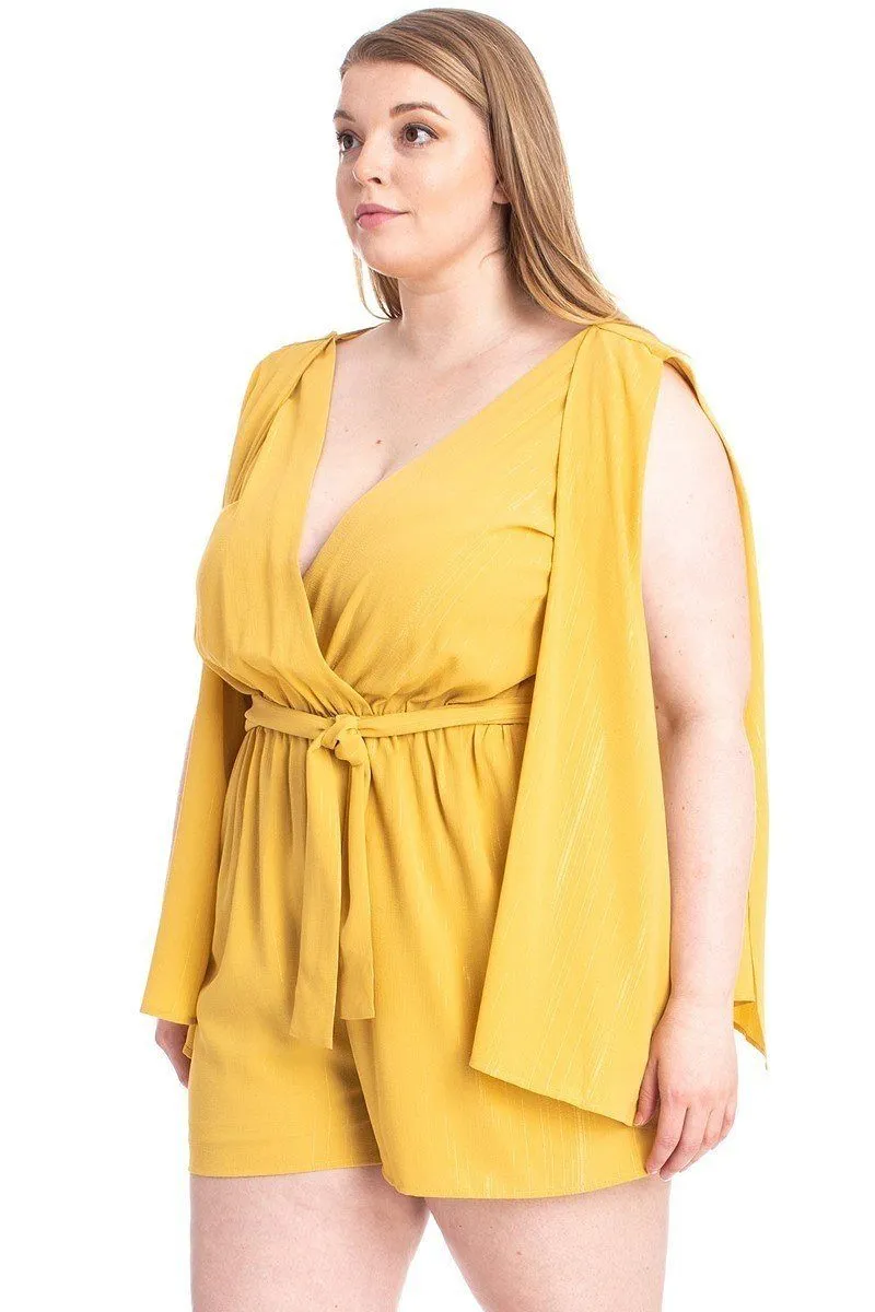 Shimmer Fabric Draped Open Sleeve Romper sold by Gigi Laurent product image thumbnail 2