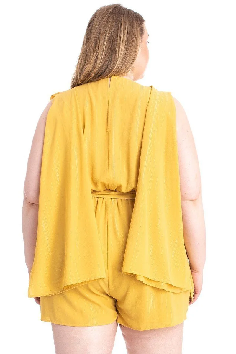 Shimmer Fabric Draped Open Sleeve Romper sold by Gigi Laurent product image thumbnail 3
