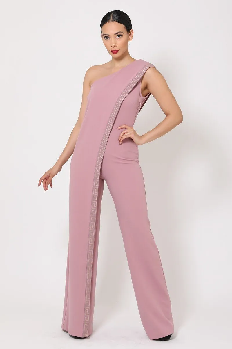 One Shoulder Greek Border Pattern Jumpsuit sold by Gigi Laurent