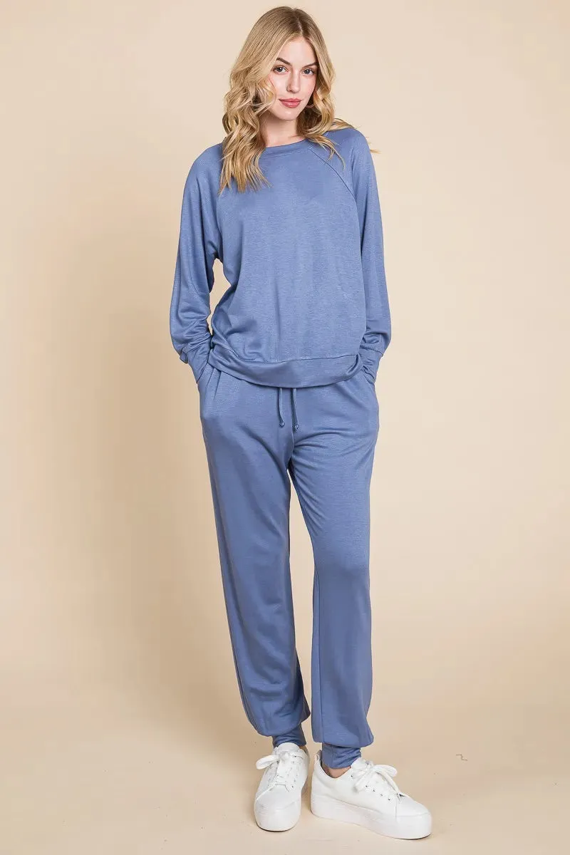 Super Lady Round Neck Raglan Sleeve Top and Pants Lounge Set sold by Gigi Laurent